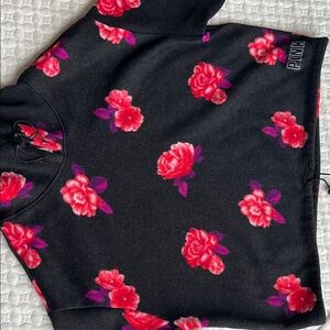 PINK Victoria's Secret Black Sweater with Red Floral Design